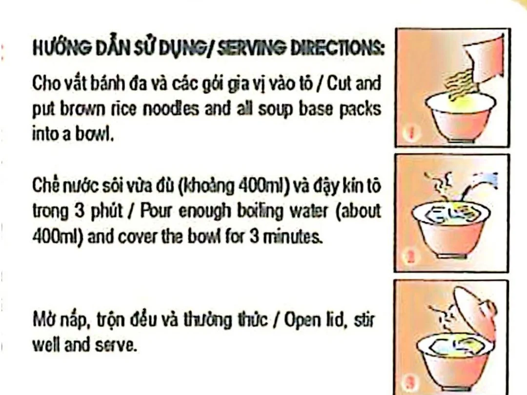 bánh đa cua vifon bước chế nước sôi 400ml