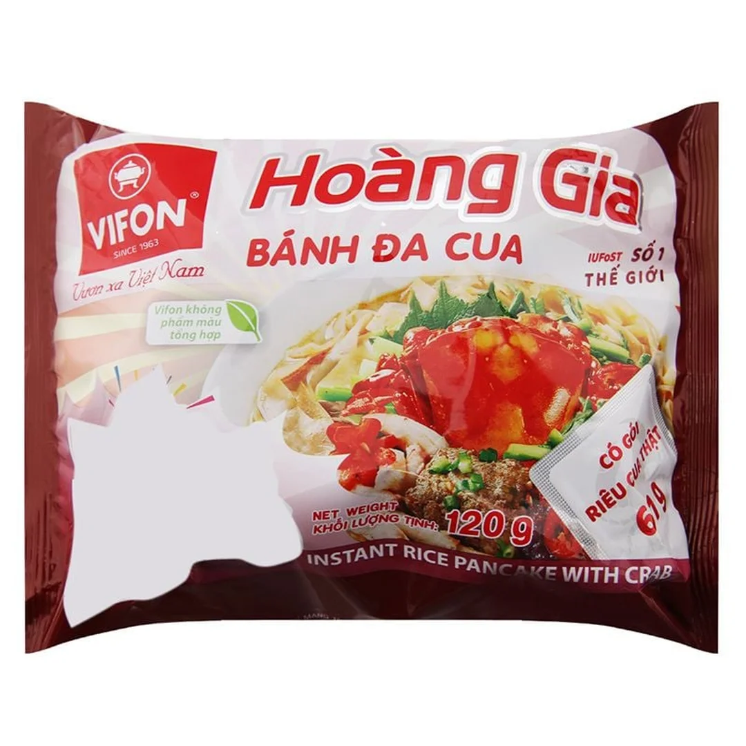 Bánh đa cua ăn liền có gói riêu cua thật bánh đa cua ăn liền VIFON Hoàng Gia có gói riêu cua thật