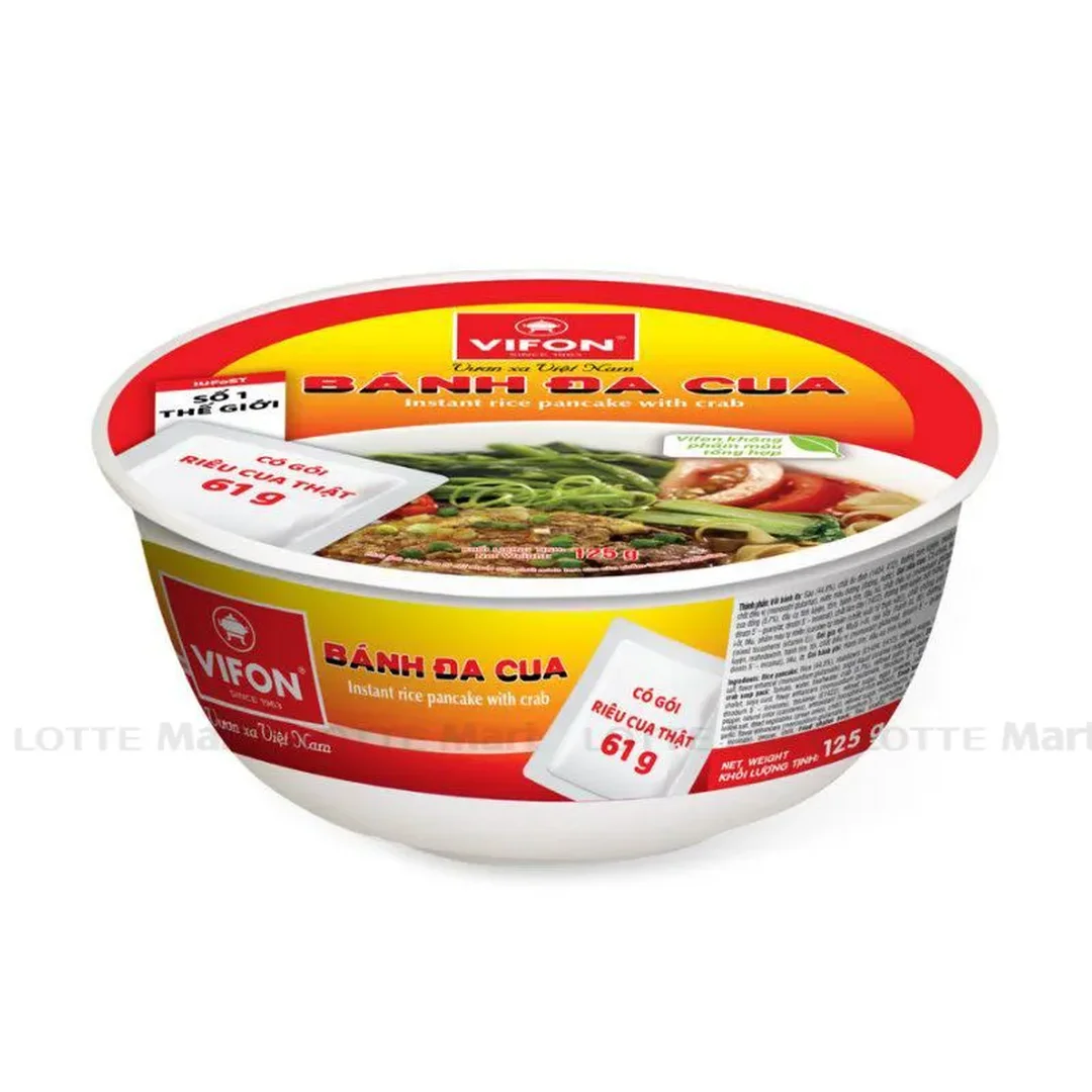 Bánh đa cua ăn liền gói 120g bánh đa cua ăn liền VIFON Hoàng Gia gói 120g trên bao bì sản phẩm