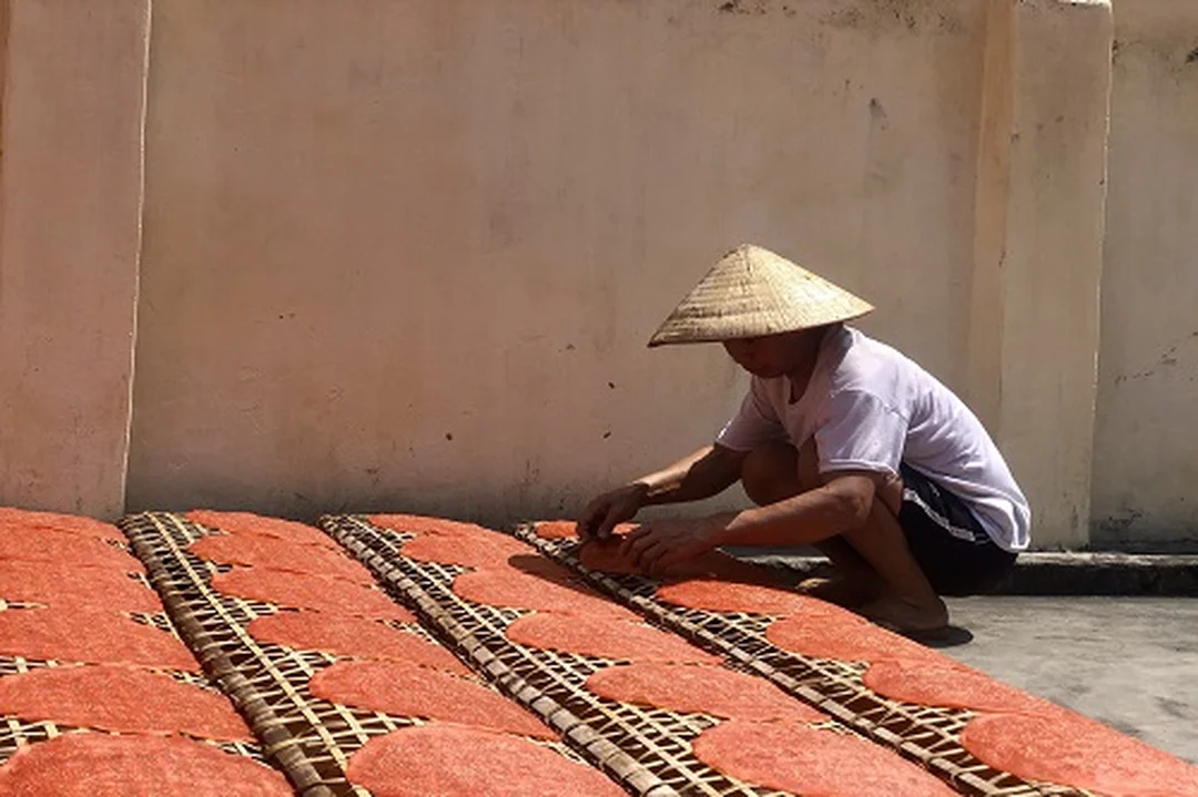 bánh đa gấc Kẻ Sặt đóng túi làm quà