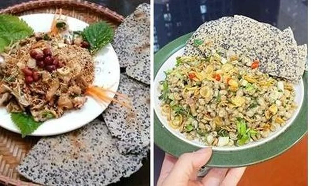 bánh đa nghệ an nướng than ăn kèm món lươn hến