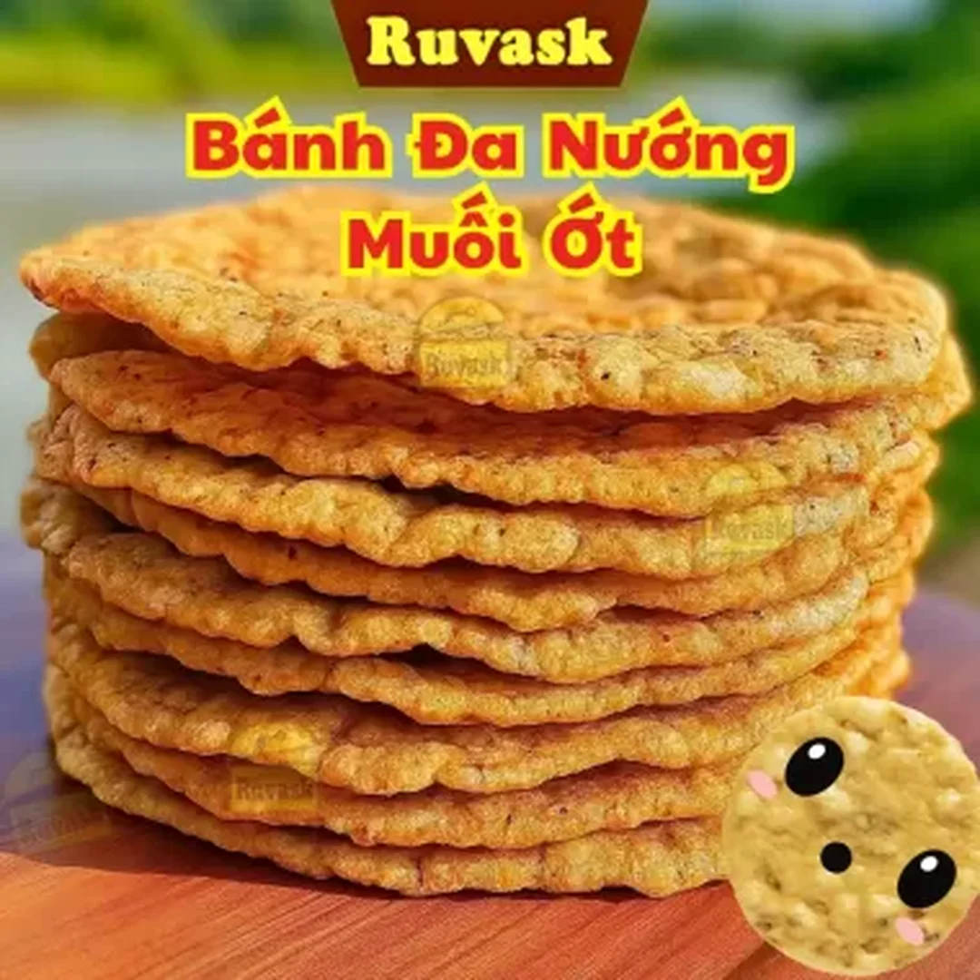Bánh đa nướng đóng túi kín giữ giòn bánh đa nướng đặc sản được đóng túi kín để giữ độ giòn