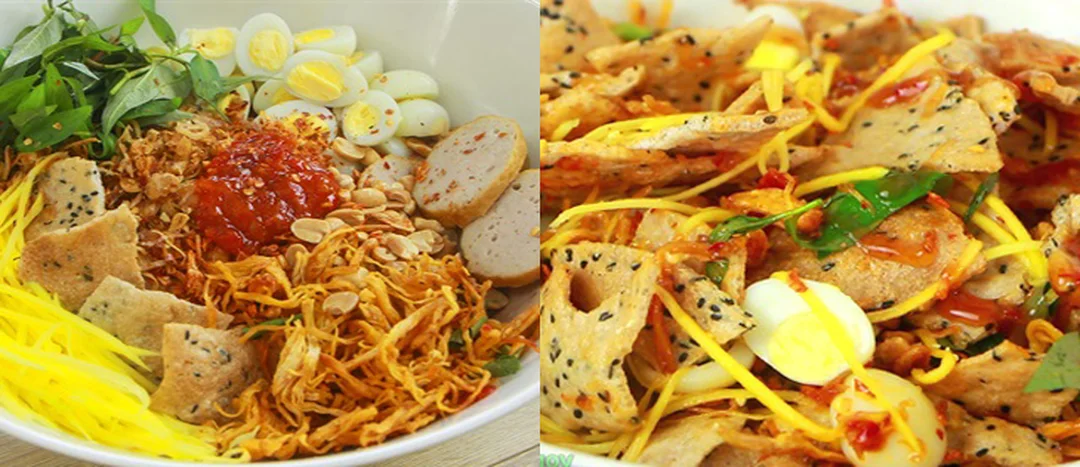 cách làm bánh đa trộn với sợi bánh đa đỏ sau khi trụng